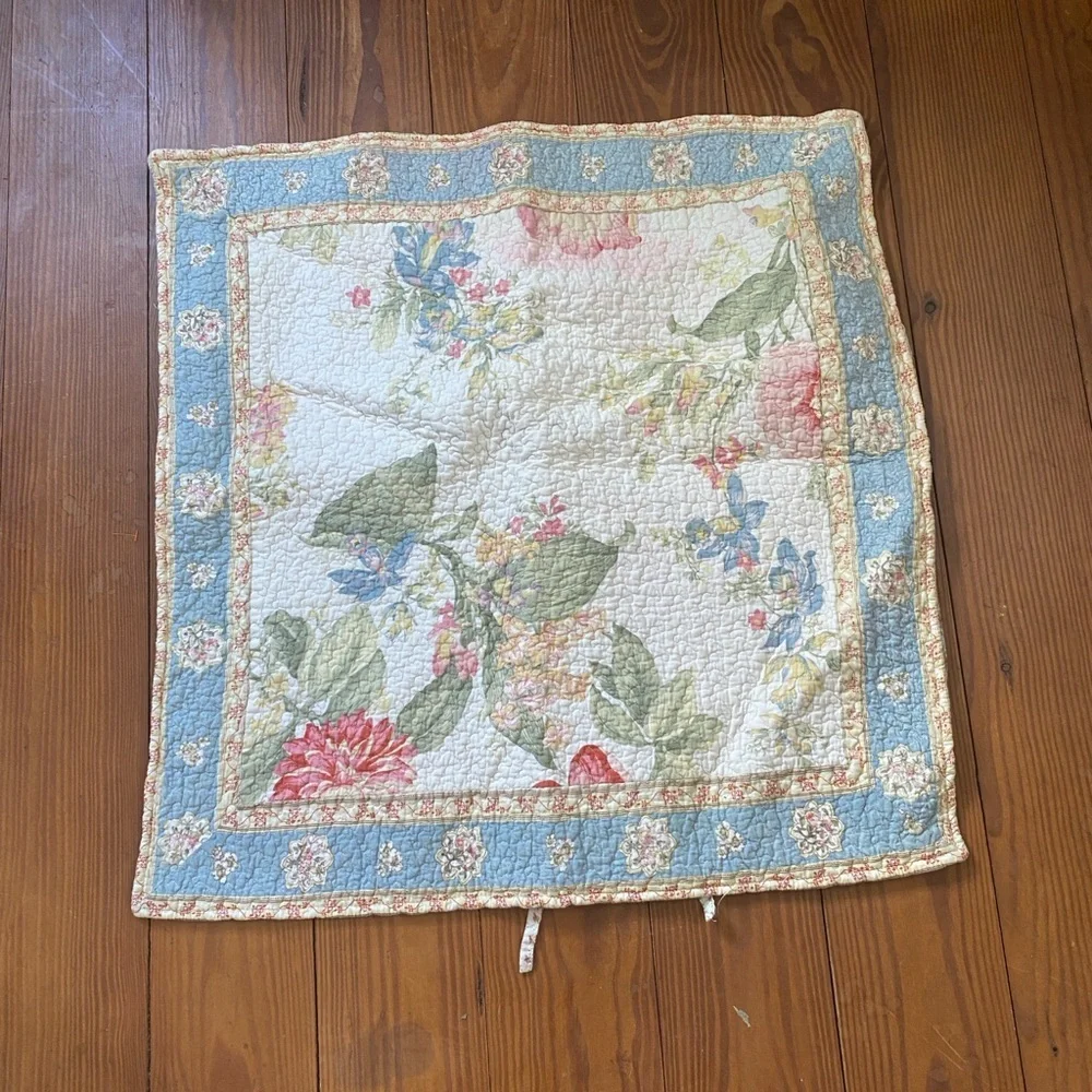 Floral Quilted Pillow Cover Cottage Floral
